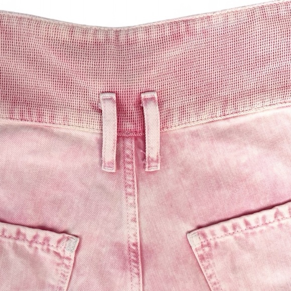Free People Pink Acid Washed High Waisted Paper Bag Denim Shorts 26 - Picture 9 of 10